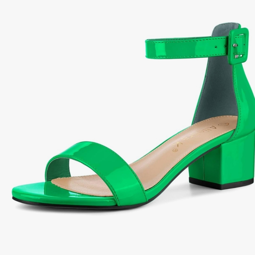 Allegra K Vibrant Green Patent Heels - Picture 5 of 6